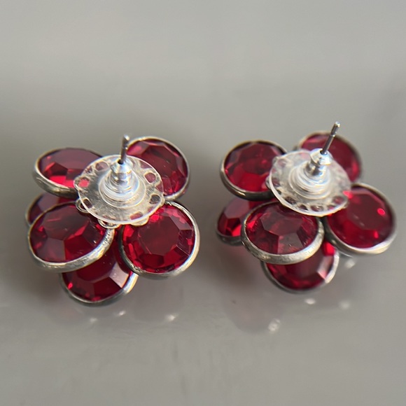 Rafaelian Open Bezel Set Crystal Red Chiclet Necklace and Earrings Set NOS - Picture 14 of 16